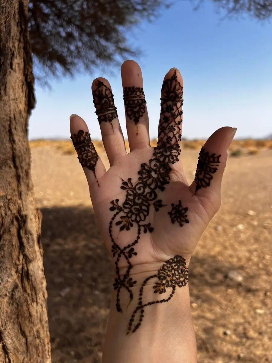 Hand decorated with traditional Moroccan henna